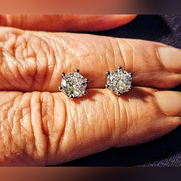 Jewelry - Moissanite and Silver Round Cut Earrings